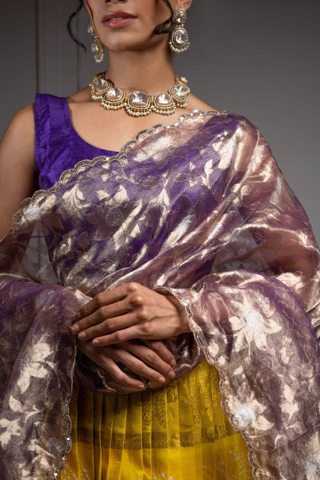 Pure Handloom Kanjeevaram Silk Bandhani Lehenga With Tissue Dupatta