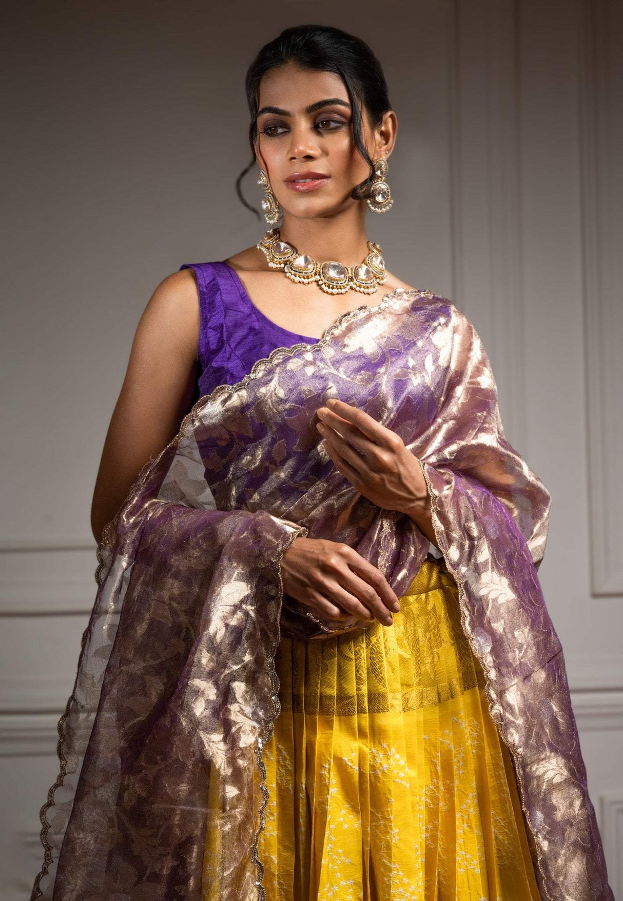 Pure Handloom Kanjeevaram Silk Bandhani Lehenga With Tissue Dupatta