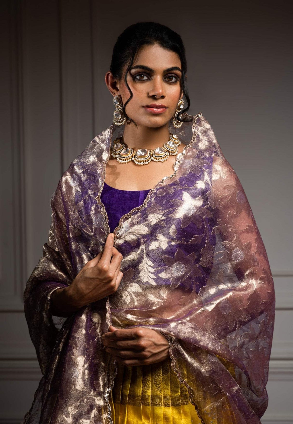 Pure Handloom Kanjeevaram Silk Bandhani Lehenga With Tissue Dupatta