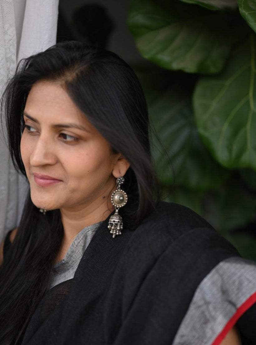 Handcrafted Antique Style Silver Jhumkis