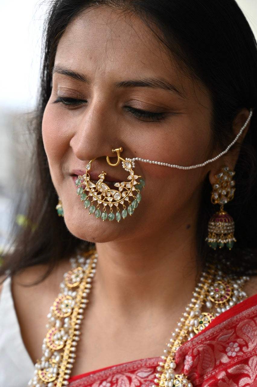 Mor Leela Handcrafted 92.5 Silver Peacock Nath