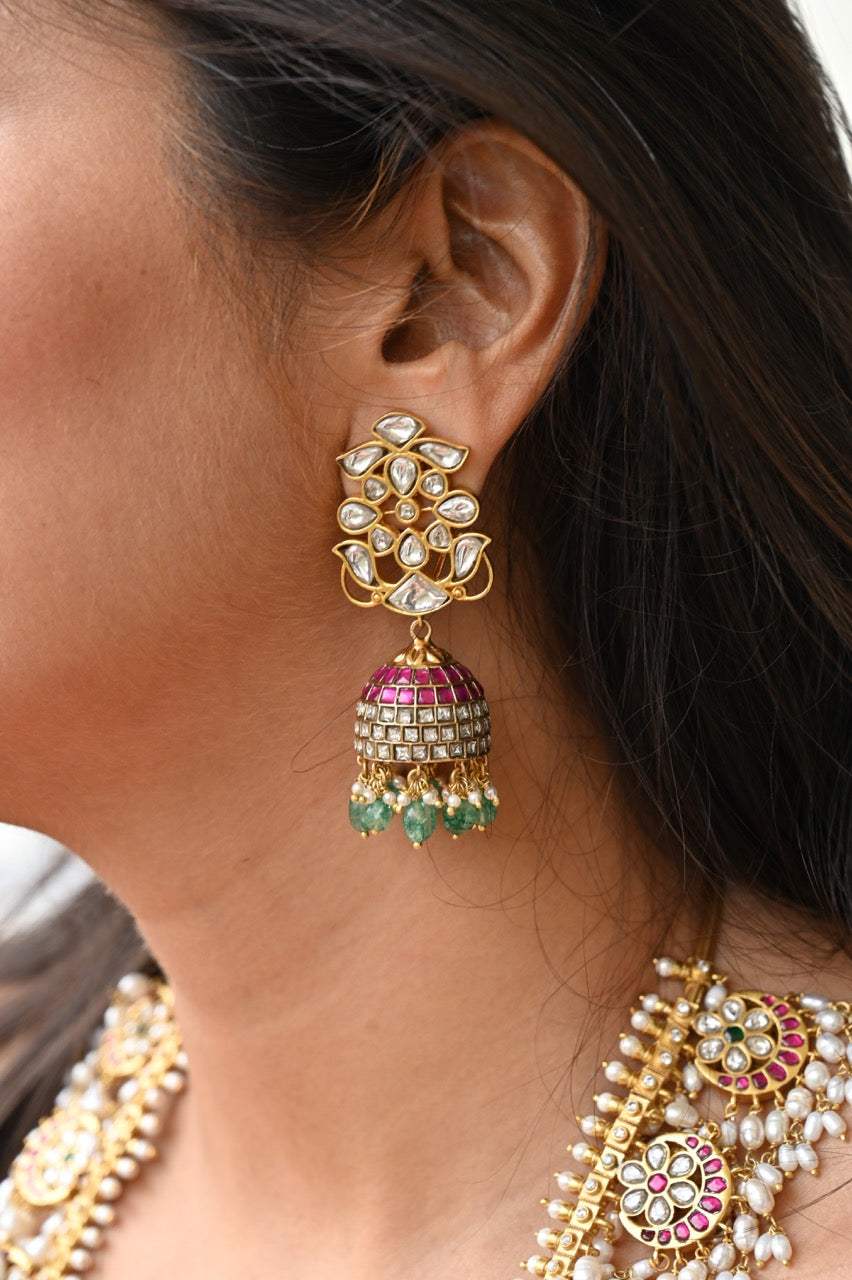 Echoes of the Deccan - Handcrafted 92.5 Silver Gutta Pusalu and Jhumka Earrings