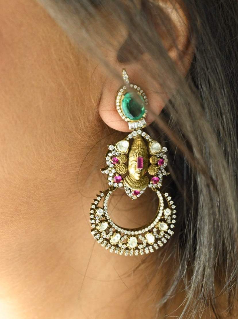 Victorian Style Vishu Theme Handcrafted 92.5 Silver Earrings