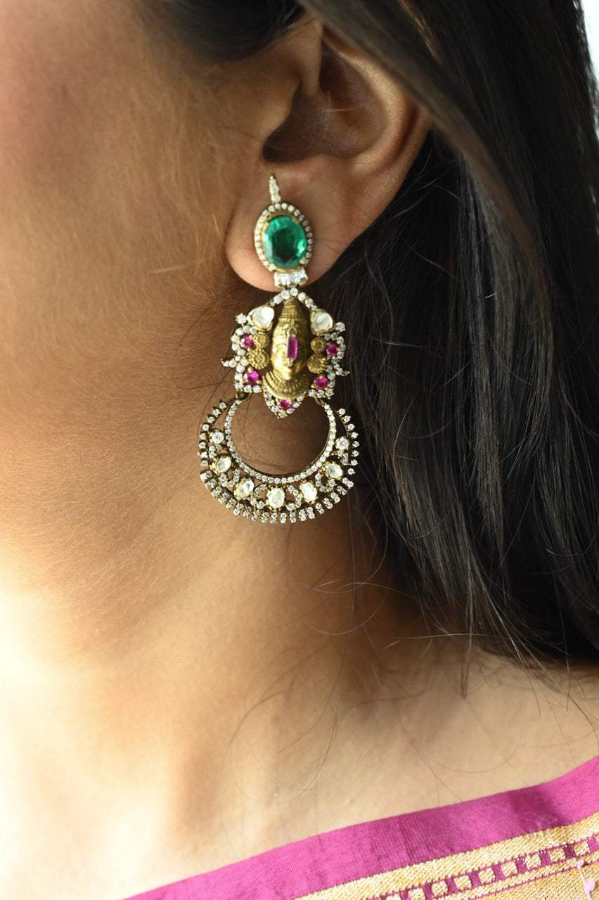 Victorian Style Vishu Theme Handcrafted 92.5 Silver Earrings