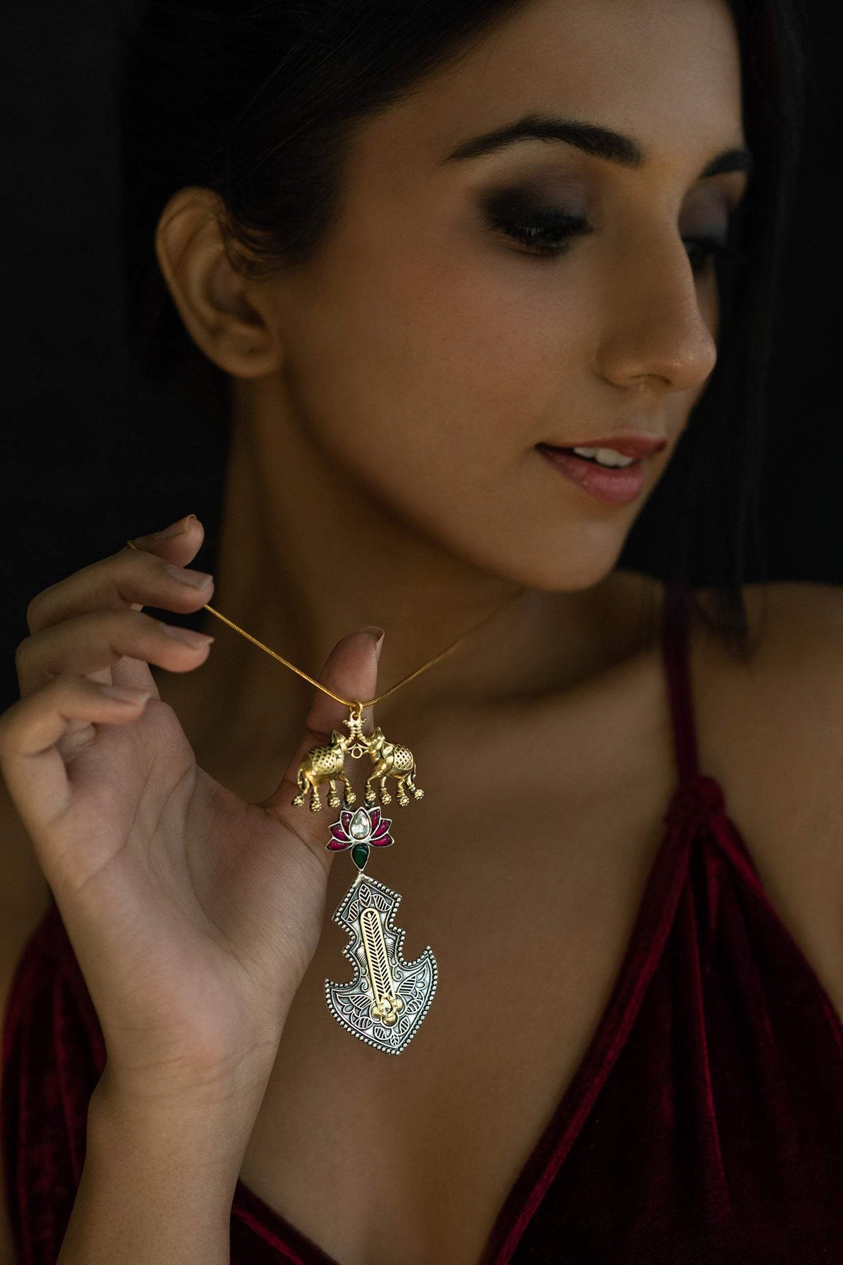 Cute and Dainty Handcrafted using 92.5 Silver Two-Tone Neckpiece