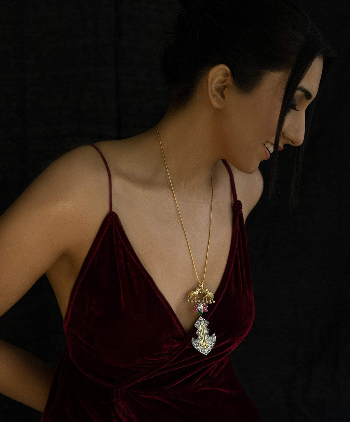 Cute and Dainty Handcrafted using 92.5 Silver Two-Tone Neckpiece