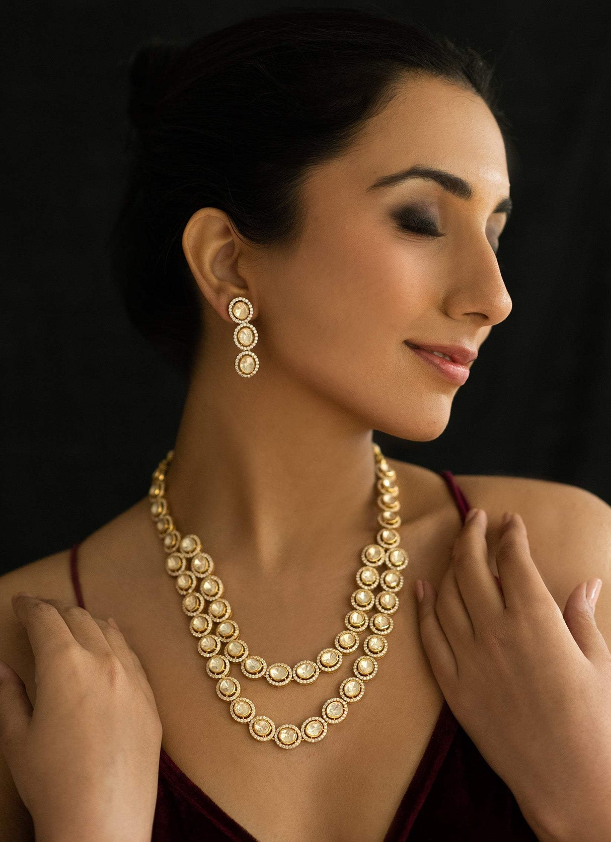 Sitara Moissanite Polki Layered Necklace Set