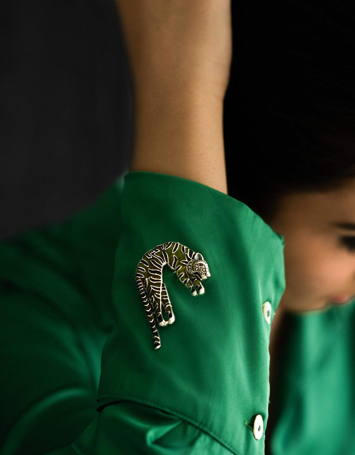 Handcrafted Tiger Stained Glass 92.5 Silver Brooch
