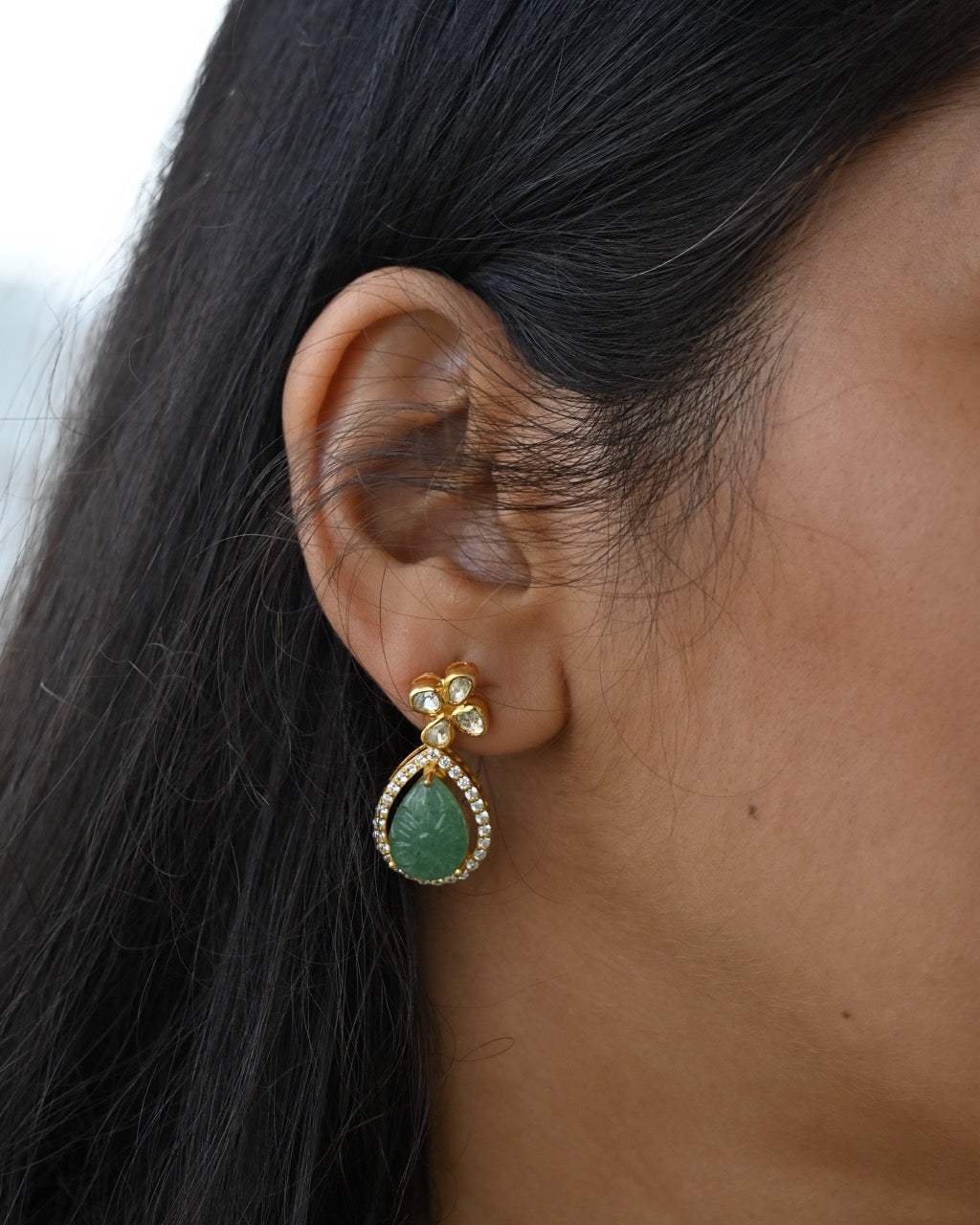 Verdant Grace Handcrafted 92.5 Silver Pendant and Earring Set