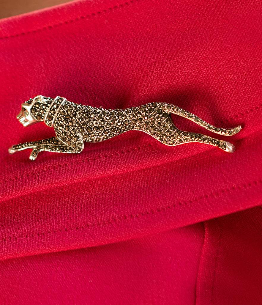 Handcrafted Running Leopard 92.5 Silver Brooch