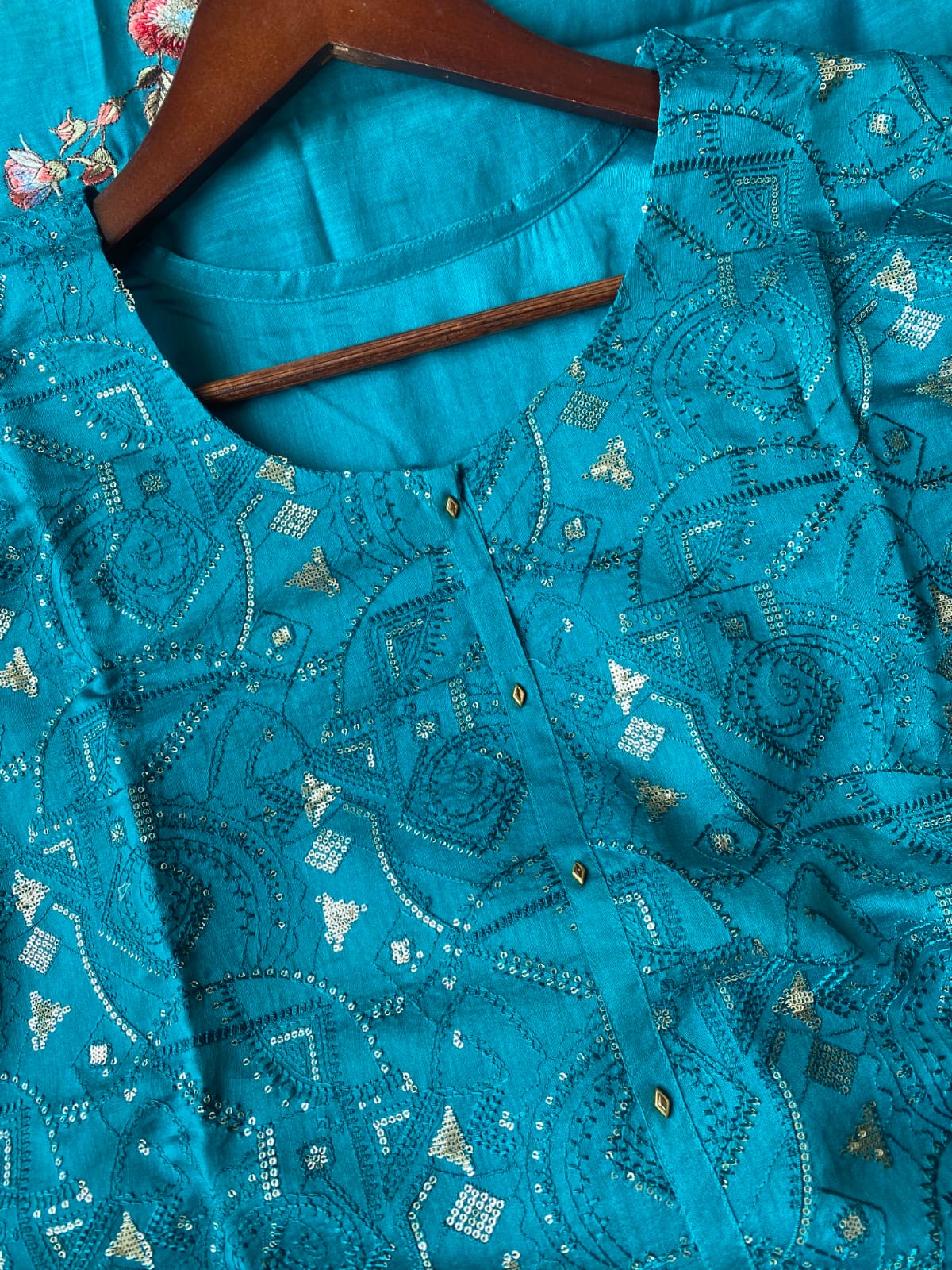Deep-Teal-Mul-Chanderi-Embroidered-Semi-Stitched-Kurta-Set