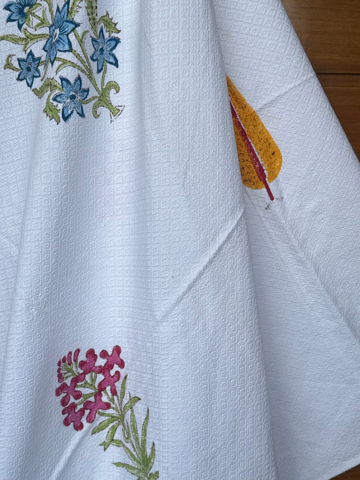 Pretty Floral Blockprint Soft Cotton Towel– Cotton Jacquard Weave