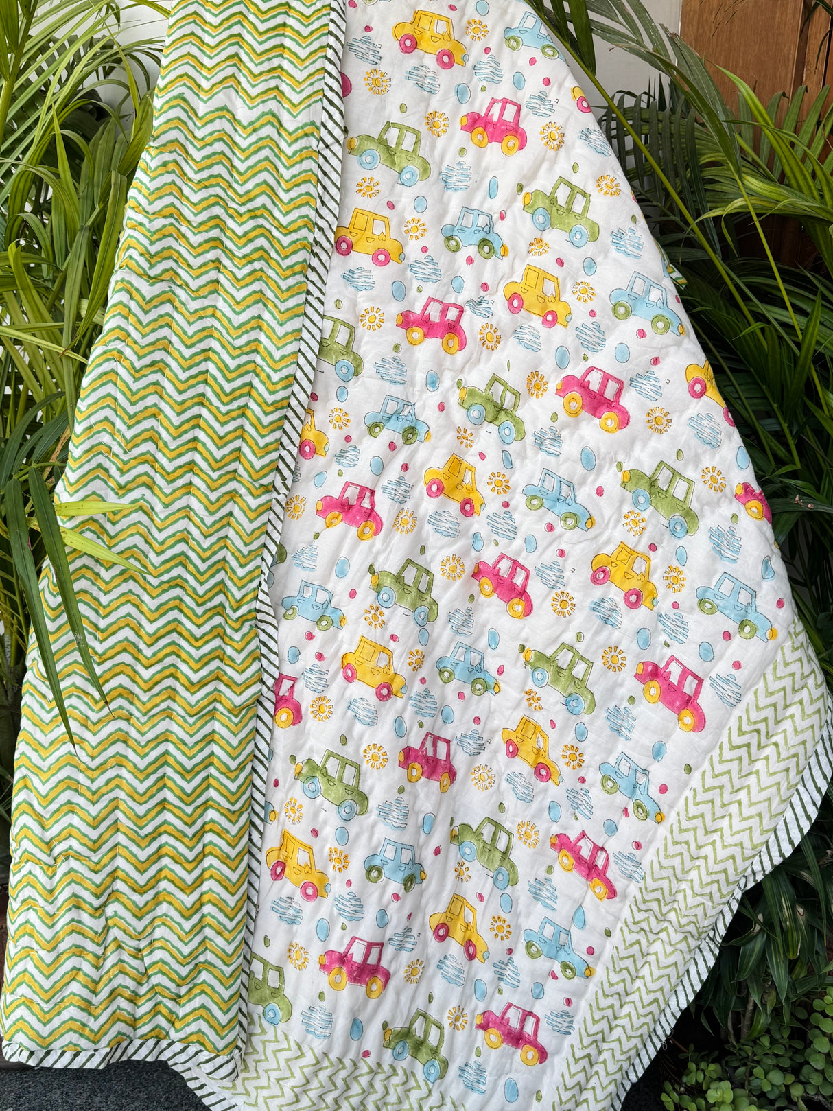 Car Racing Blockprint Kids Quilt