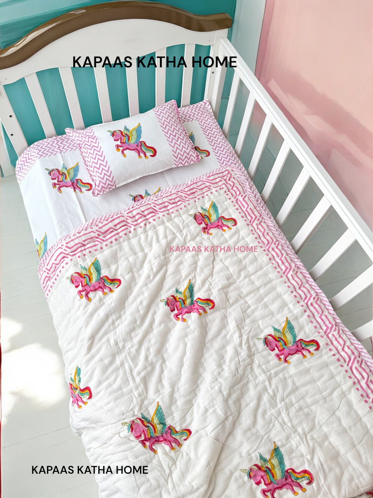 Unicorn- Baby Cot Bedding (cot sheet, quilt, pillowcase)