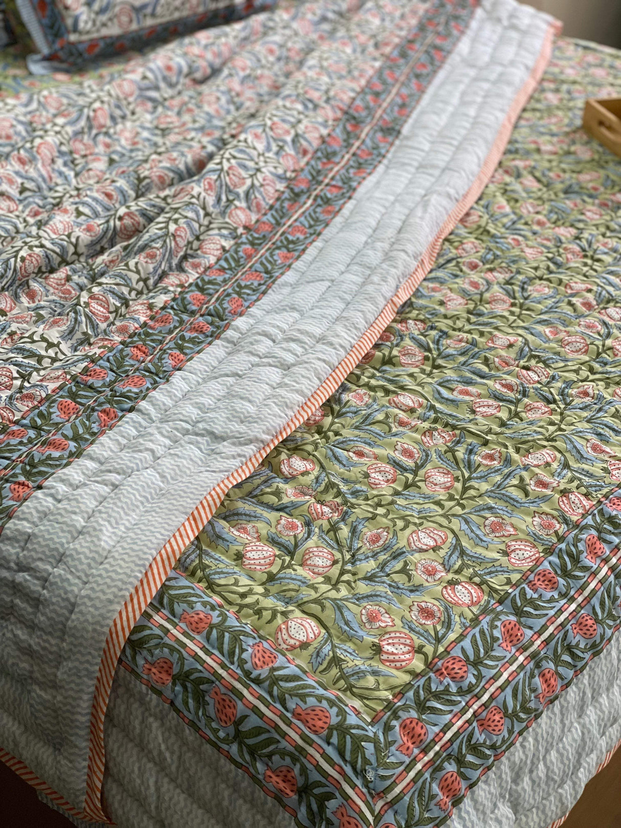 HandBlock Printed Mulmul Reversible Quilt