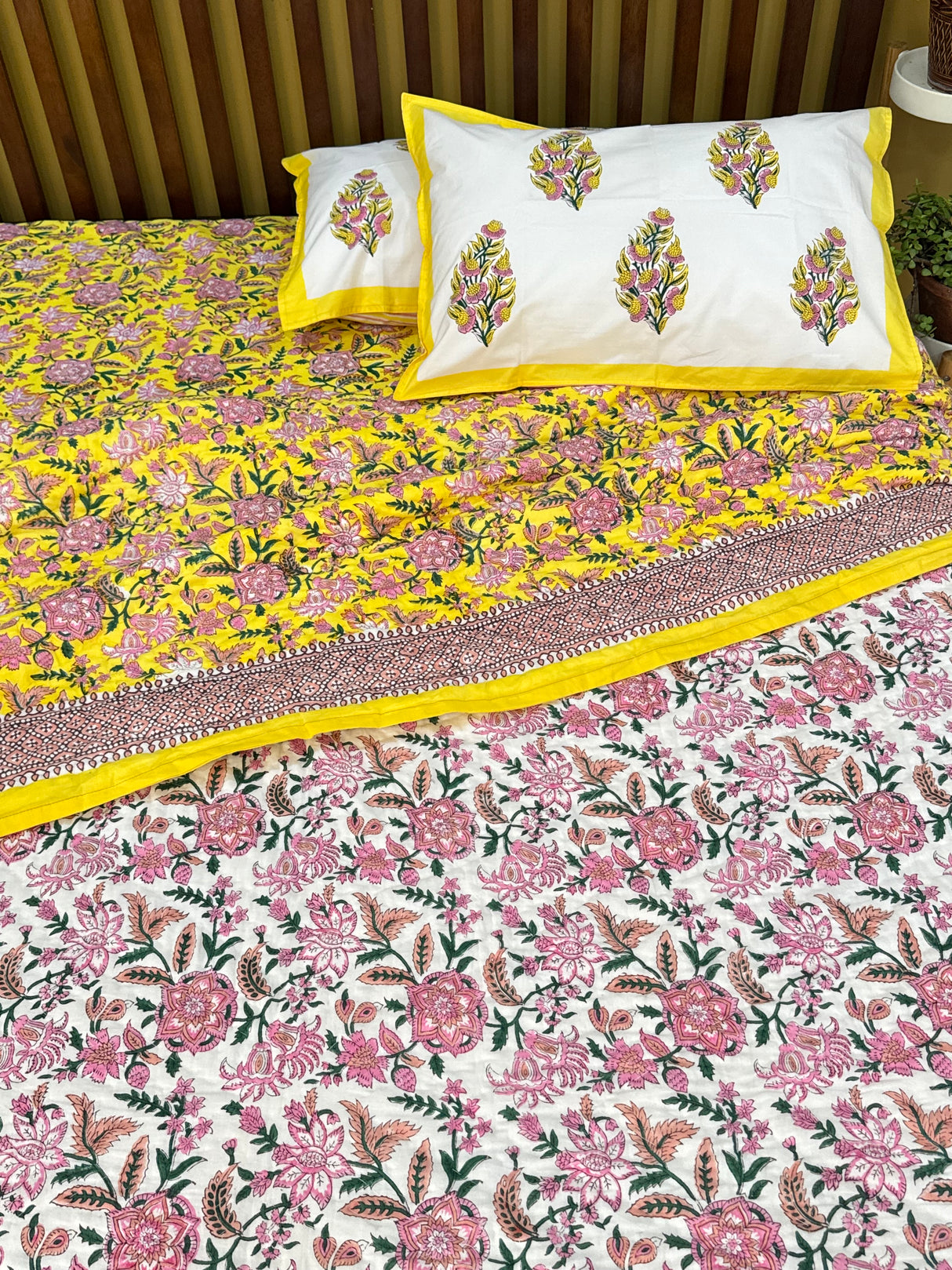 HandBlock Printed Mulmul Reversible Quilt