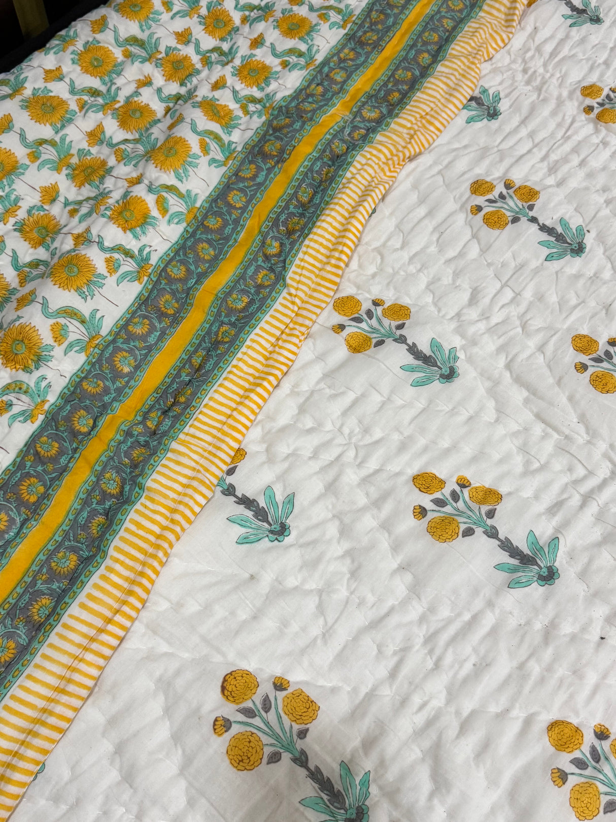 Blockprint Mulmul Reversible Quilt