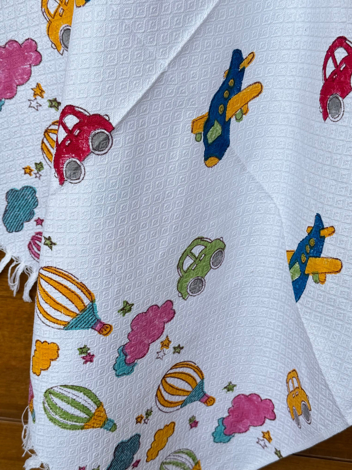Cars Airplanes Blockprint Kids Towel – Cotton Jacquard Weave