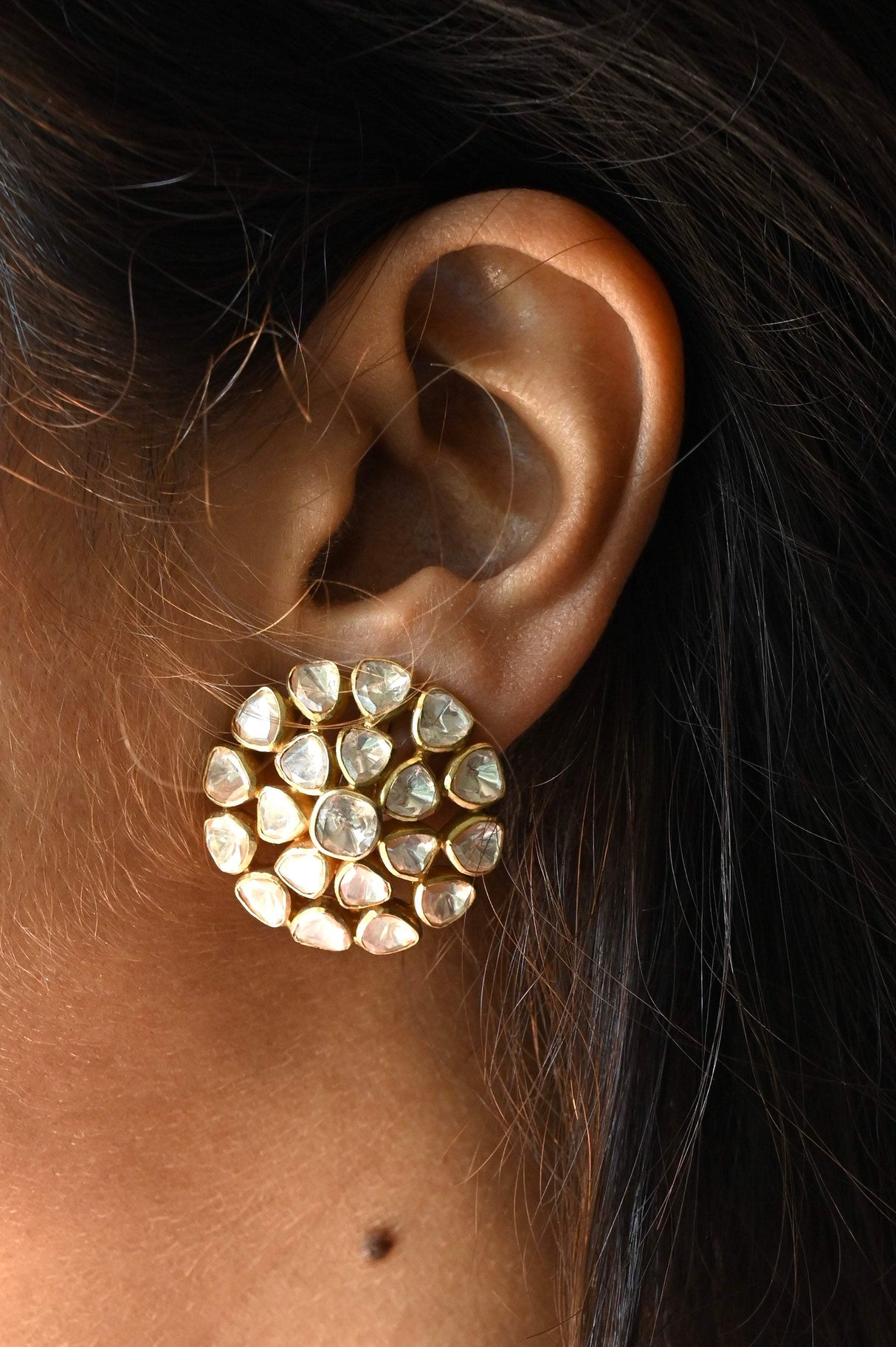 Timeless Handcrafted 92.5 Silver Moissanite Polki Earrings