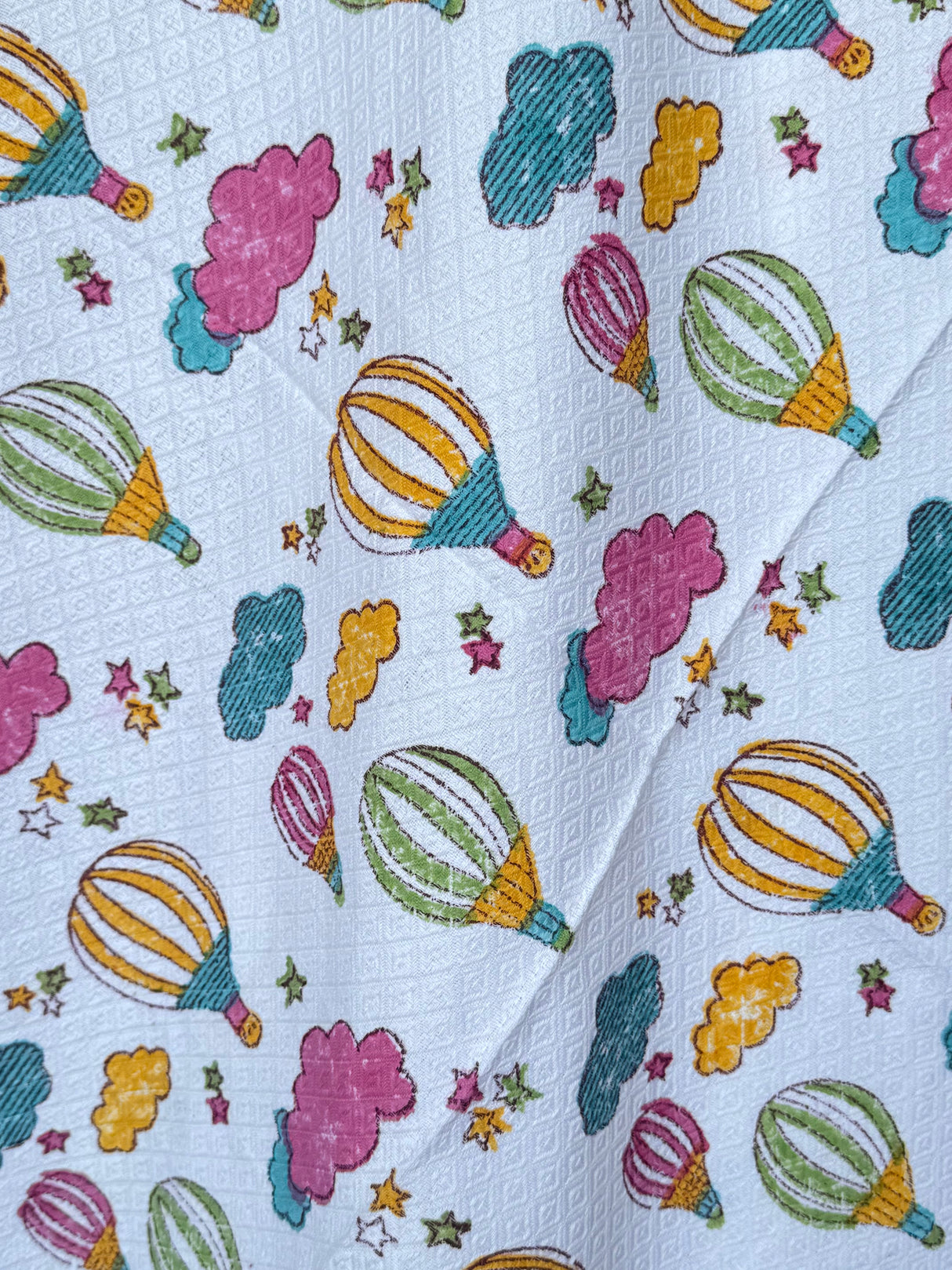 Hot Air Balloon Blockprint Kids Towel – Cotton Jacquard Weave