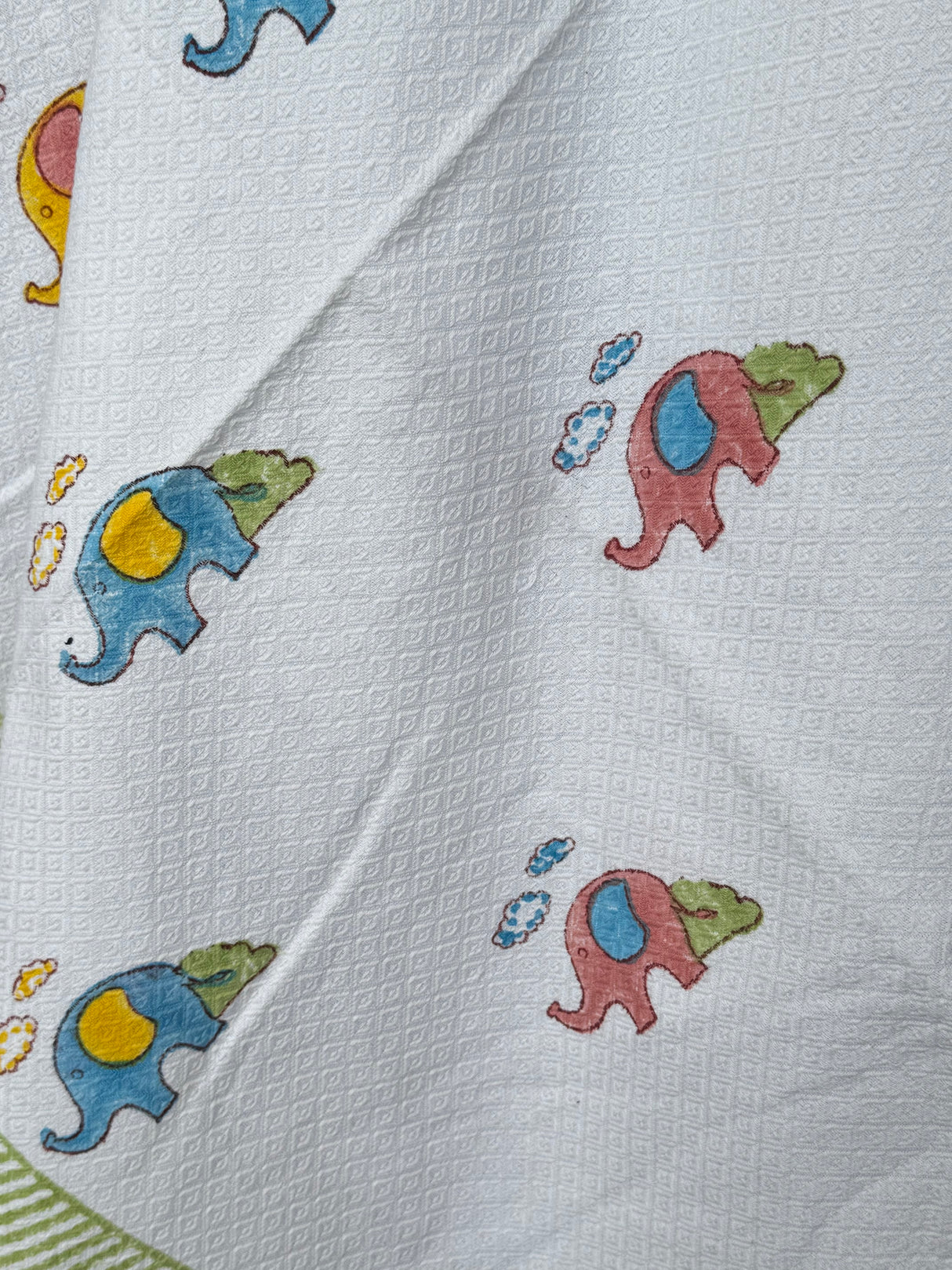 Vibrant Elephants Blockprint Kids Towel – Cotton Jacquard Weave