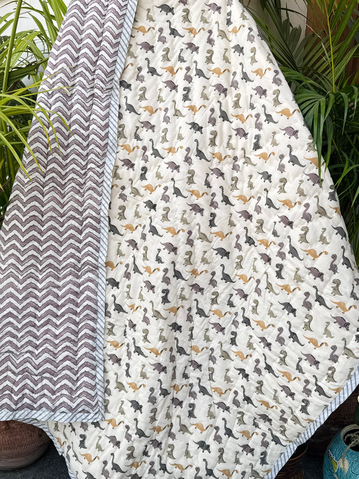 Dinosaur Chevron Kids Quilt