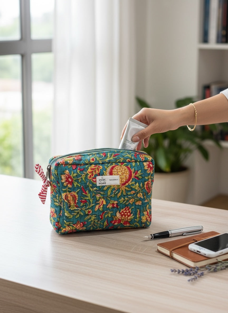 Heritage Garden Cotton Quilted Multipurpose Pouch
