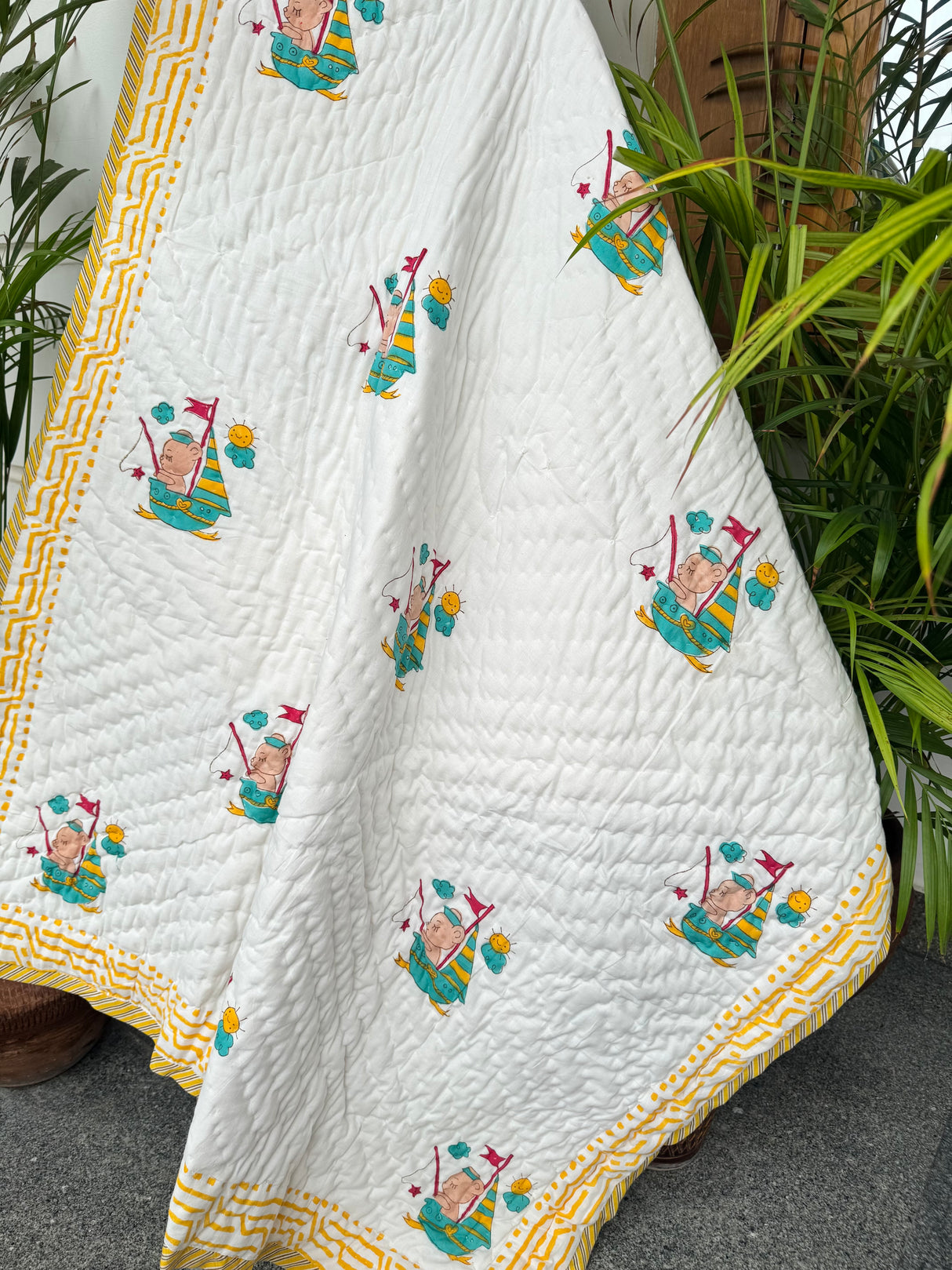 Fishing Blockprint Kids Quilt