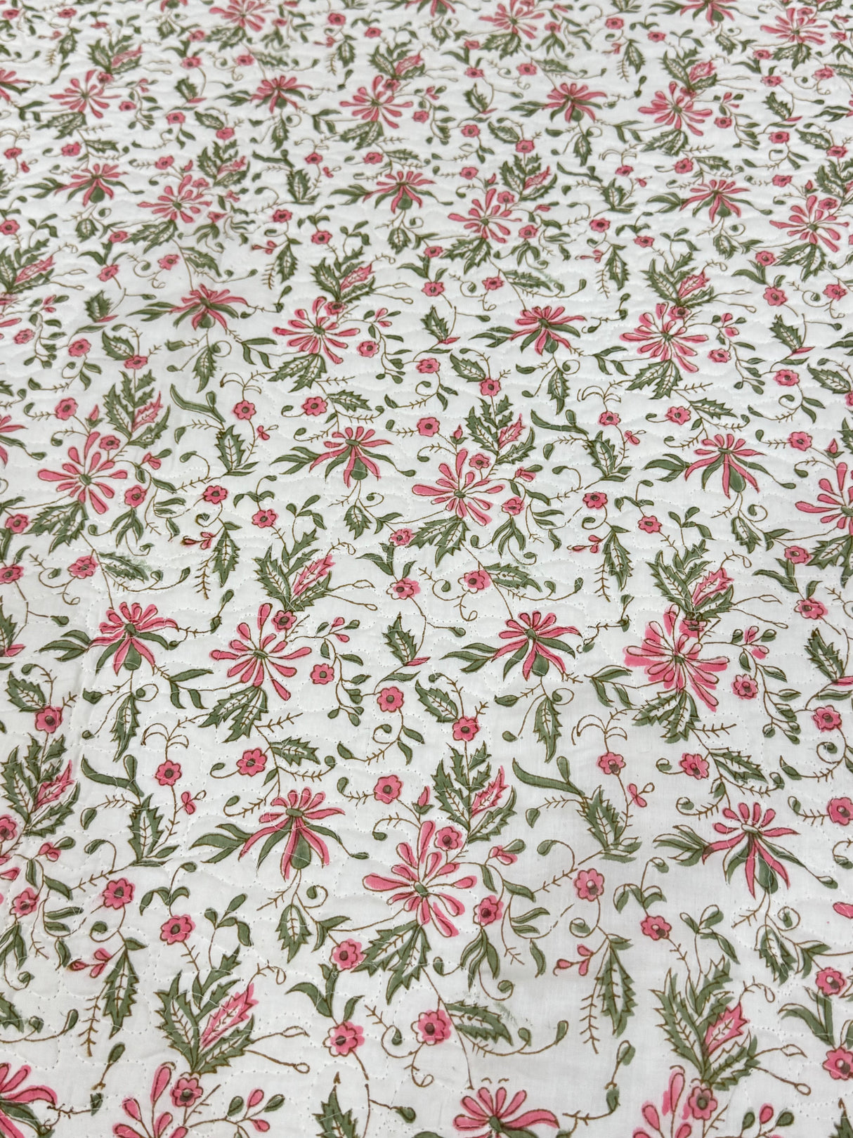 KING Size Quilted Blockprint REVERSIBLE Mulmul Bedcover (108*108 inches)