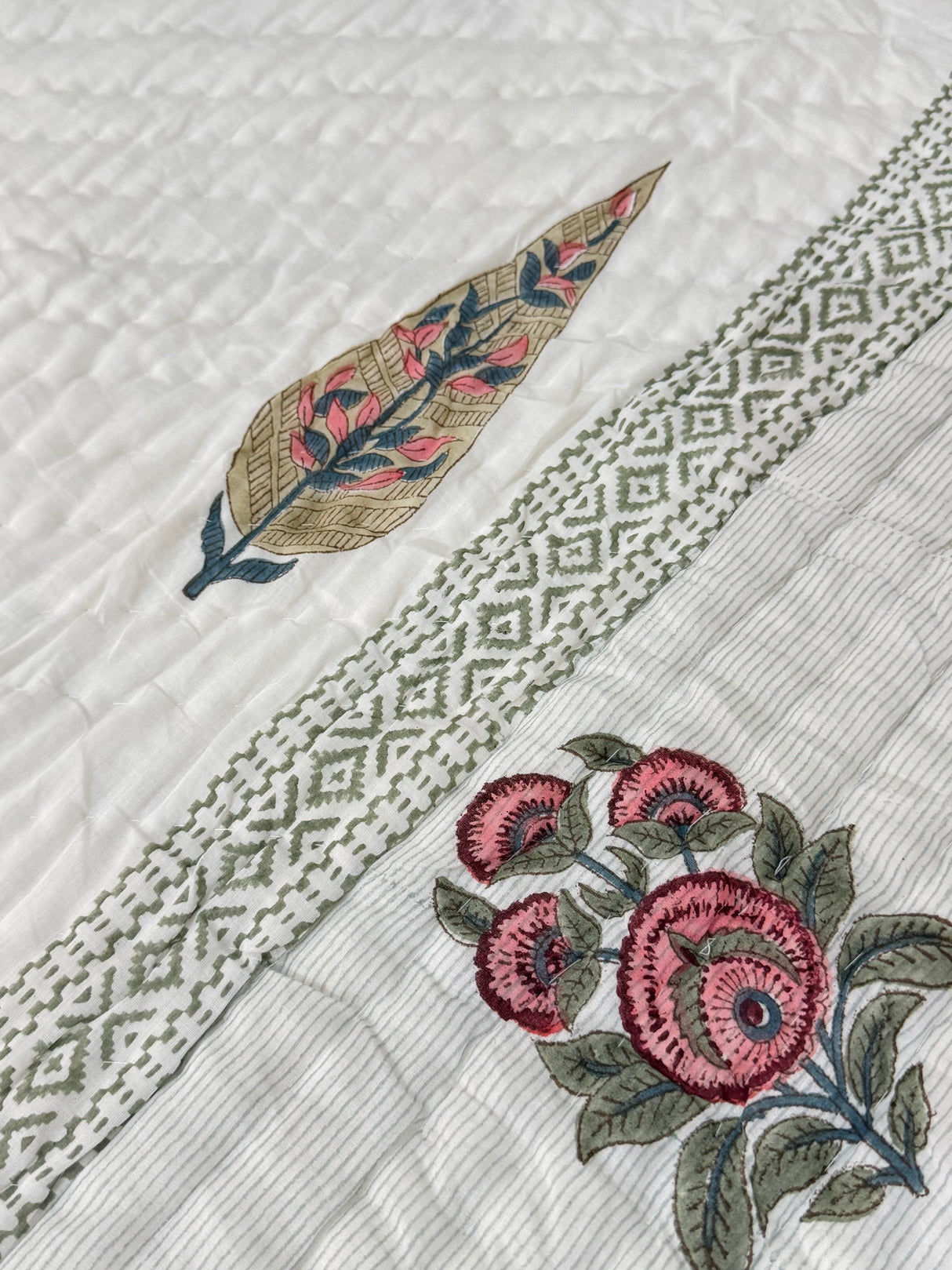 Blockprint Mulmul Reversible Quilt