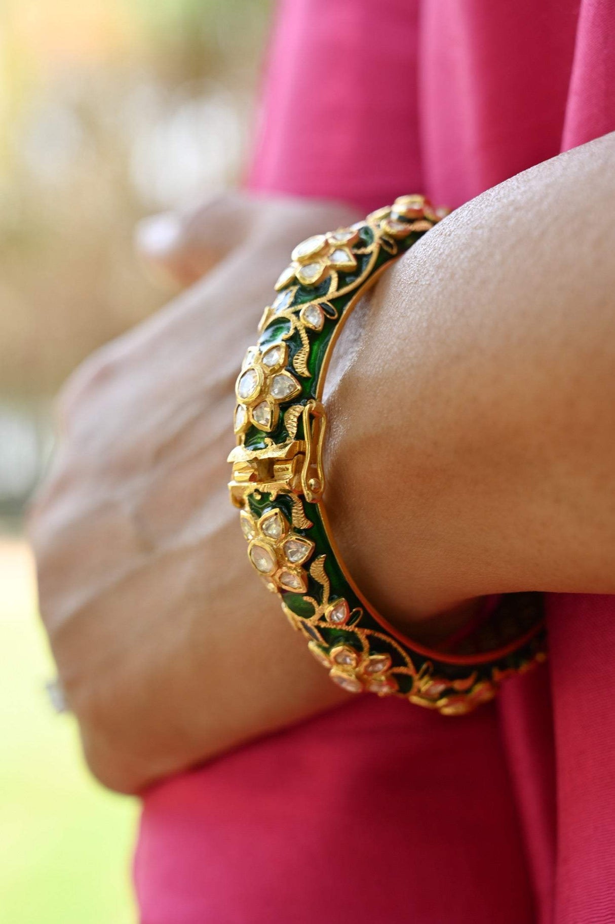 Super Exclusive Handcrafted 92.5 Silver Meenakari Pair of Kadas