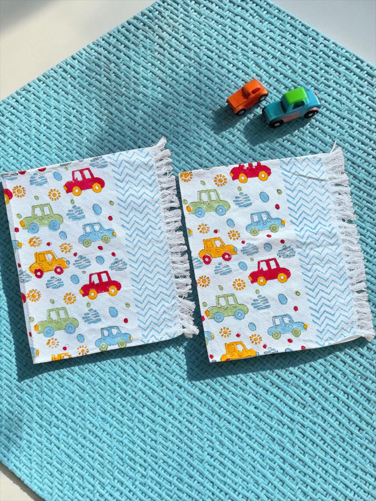 Cute Cars Kids Cotton Jacquard Towel Set