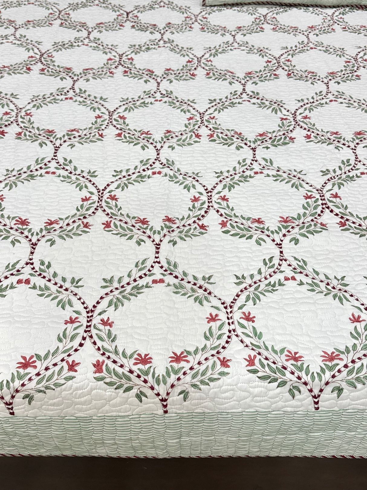 KING Size Quilted Blockprint REVERSIBLE Mulmul Bedcover (108*108 inches)