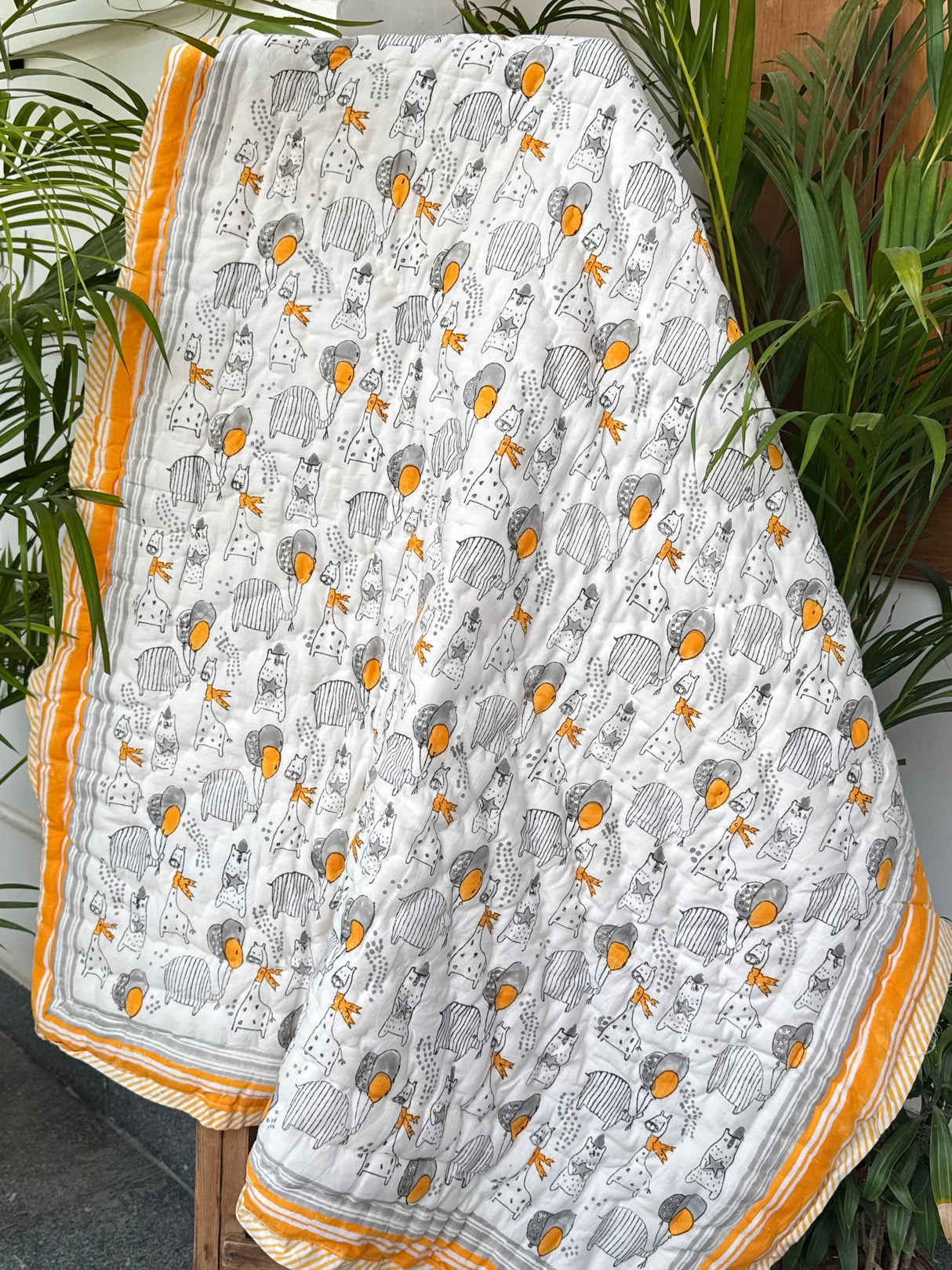 Minimal Animals Kids Quilt Blockprint