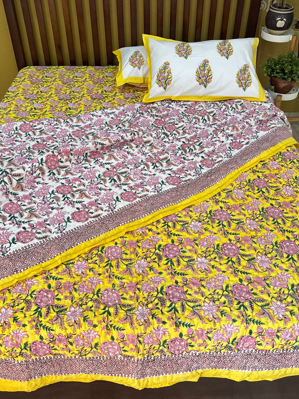 HandBlock Printed Mulmul Reversible Quilt