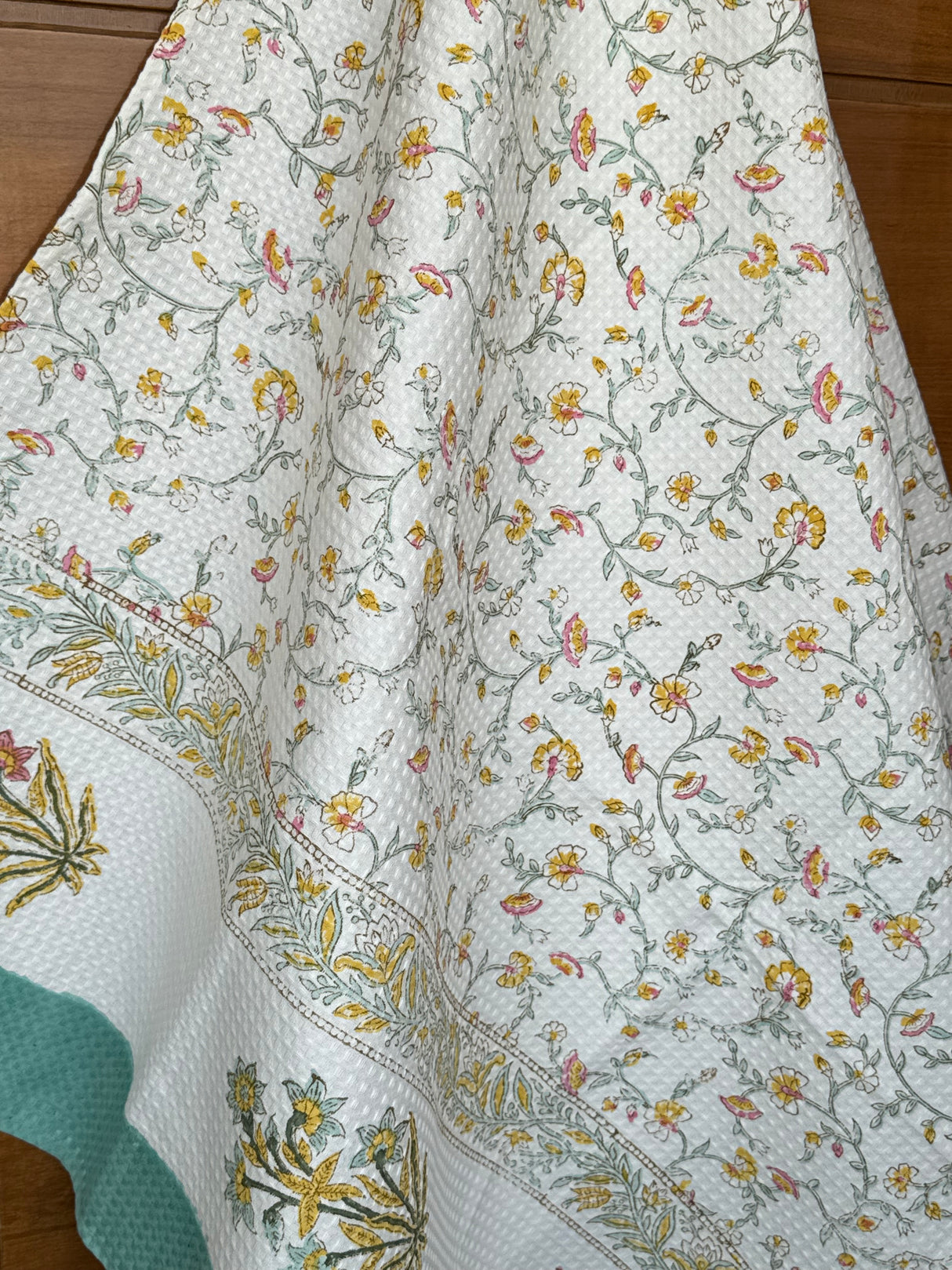 Luxurious Blockprint Cotton Towel- Waffle Weave