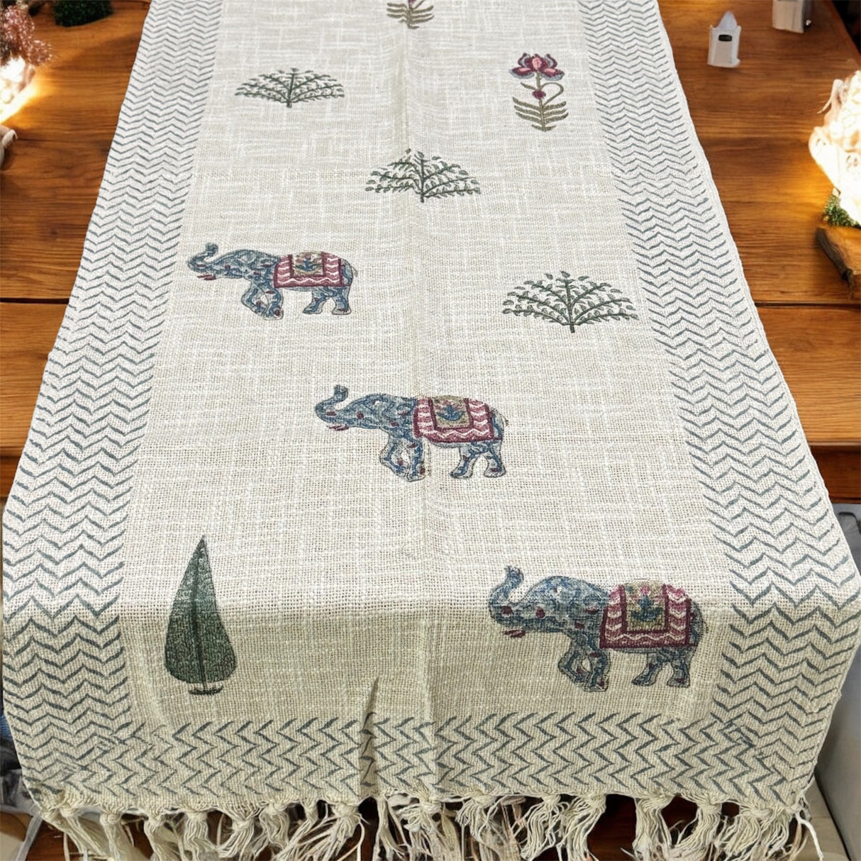 Blockprint Cotton Slub Table Runner