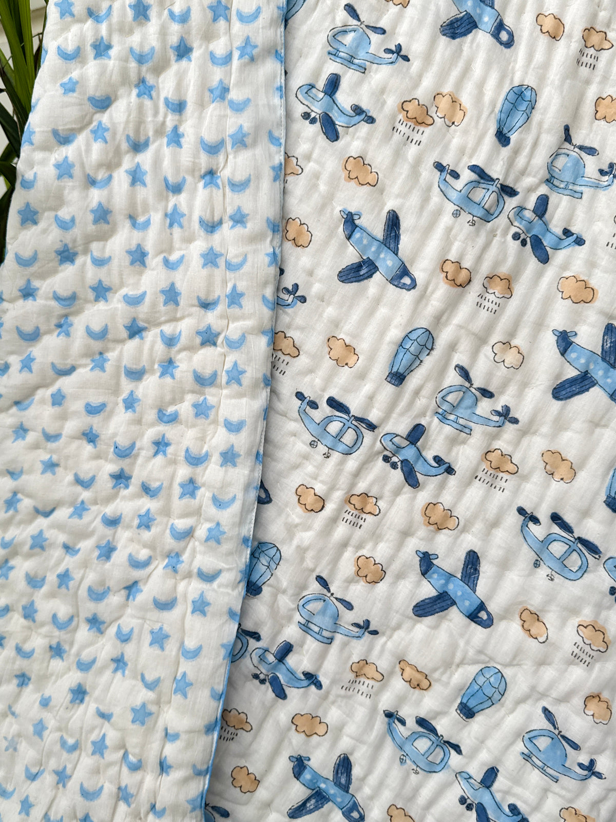 Blue Airplane & Helicopter Layered Kids Quilt