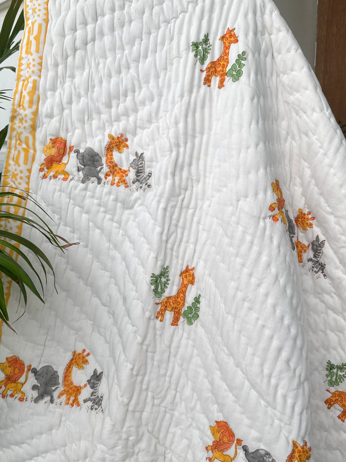 Cute Giraffe Blockprint Kids Quilt