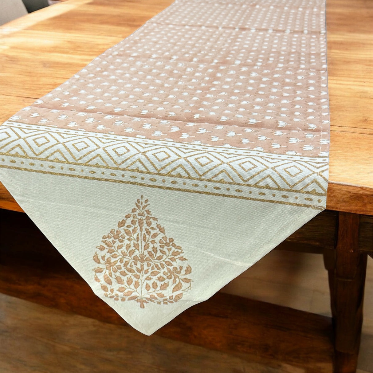 Blockprint Table Runner, Mats & Napkins Set- 6 Seater