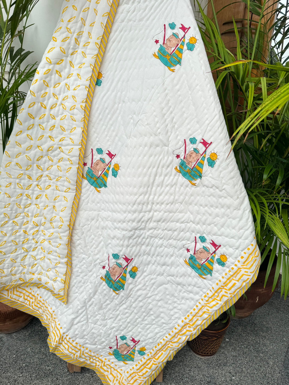 Fishing Blockprint Kids Quilt