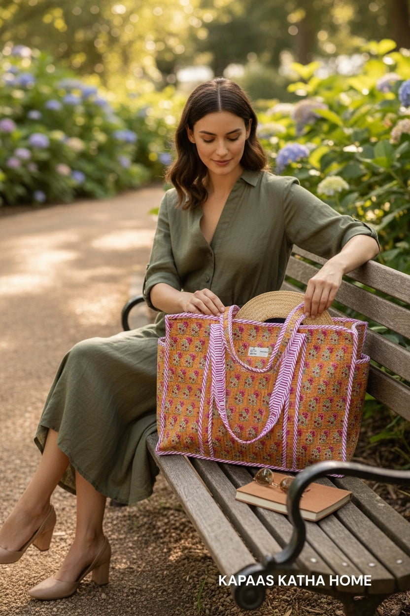 Mustard Beauty Tote Bag (with Zip Closure)