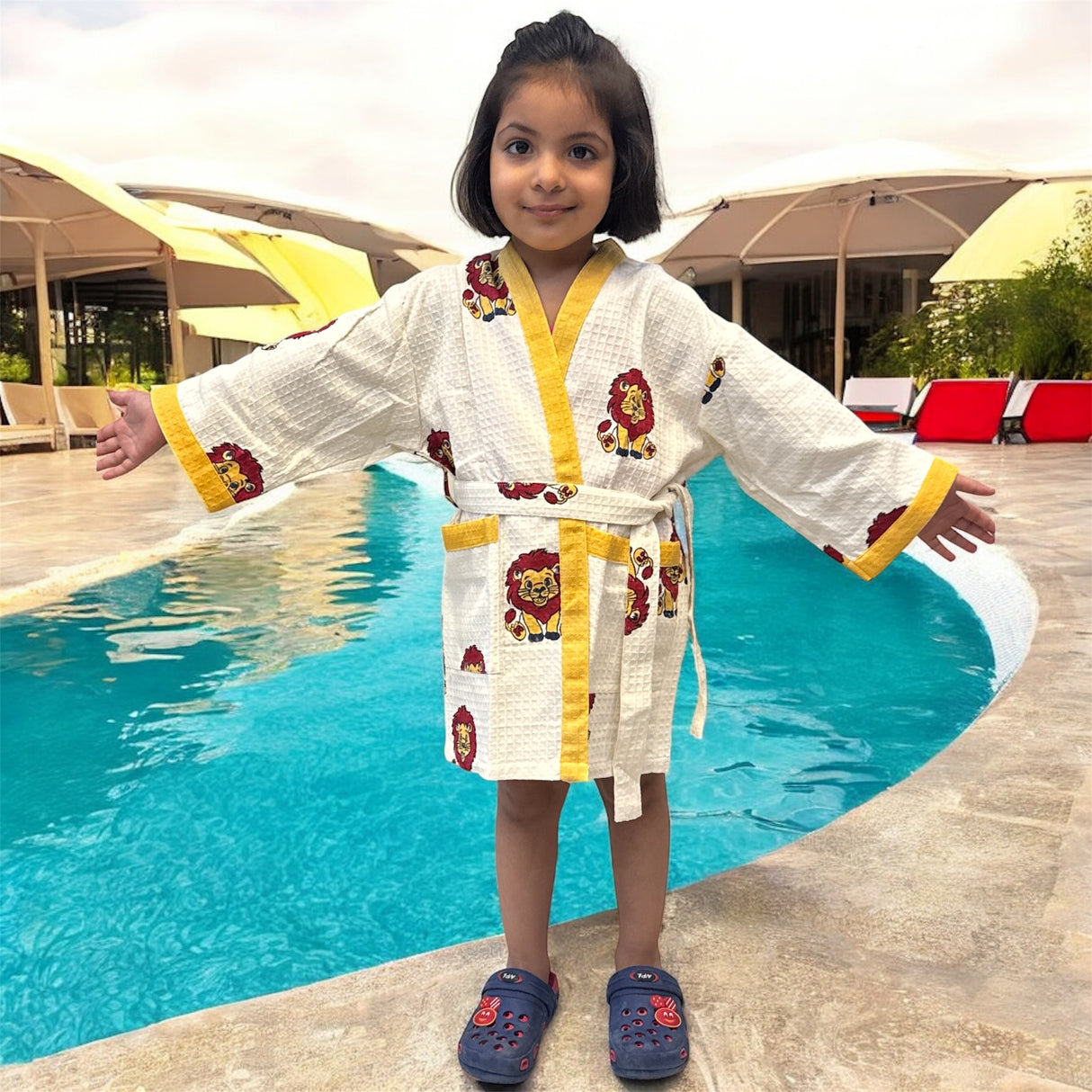 Simba Lion Kids Cotton Waffle Bathrobe