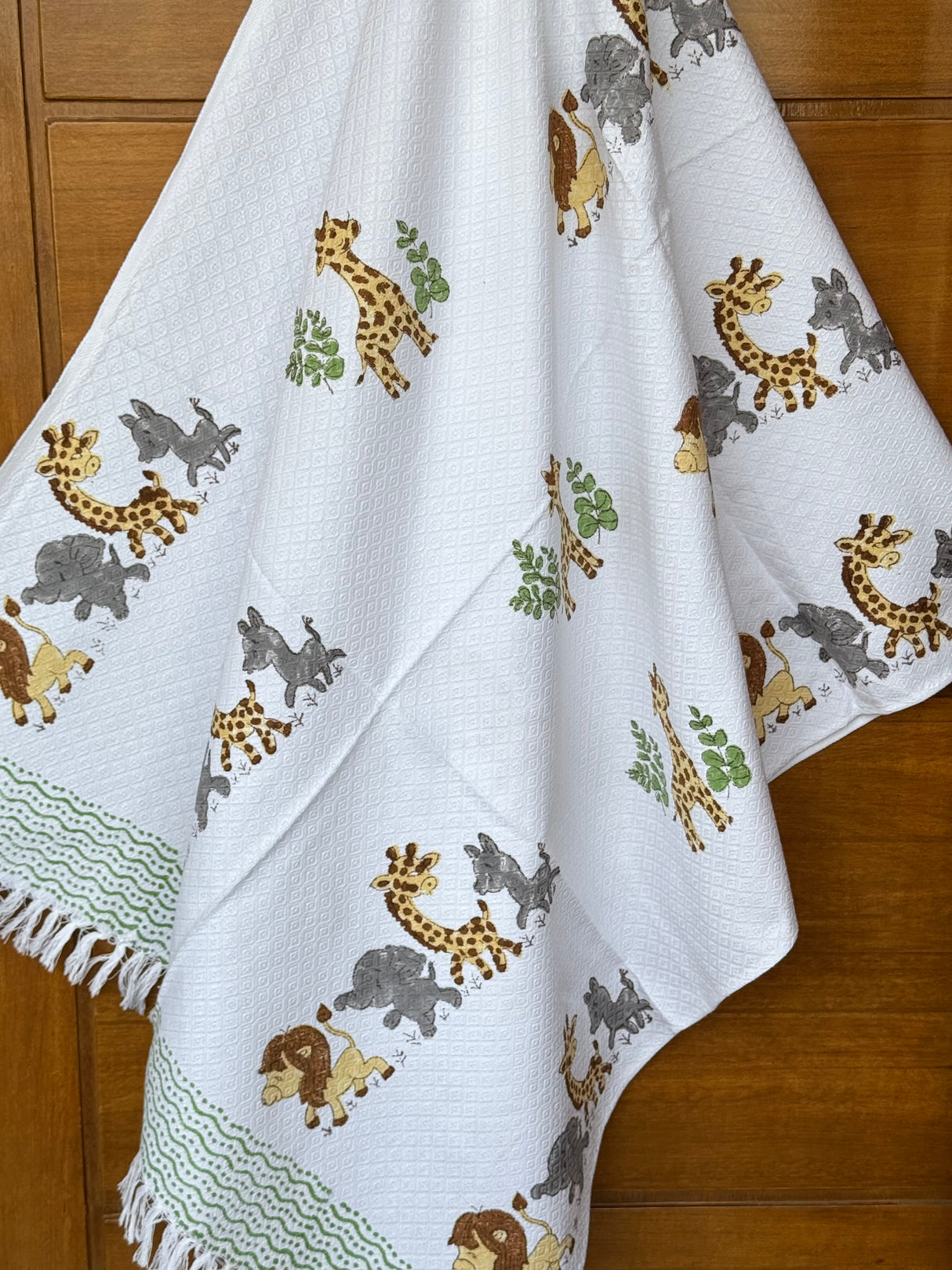 Jungle Animals Blockprint Kids Towel – Cotton Jacquard Weave