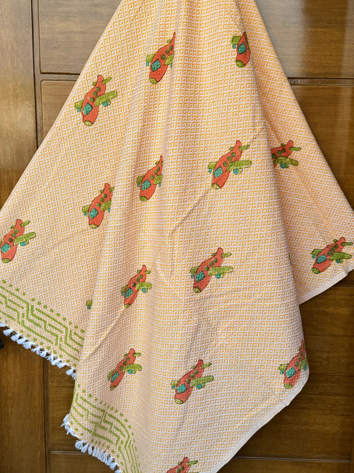 Aeroplane Blockprint Kids Towel – Cotton Jacquard Weave