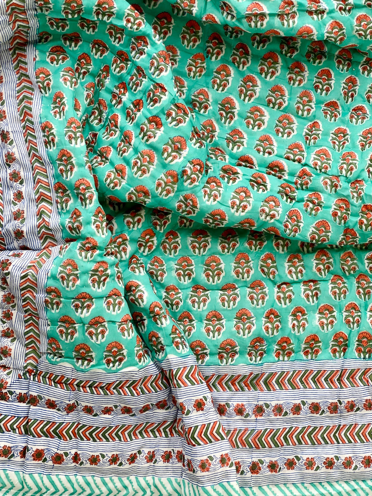 Blockprint Mulmul Reversible Quilt