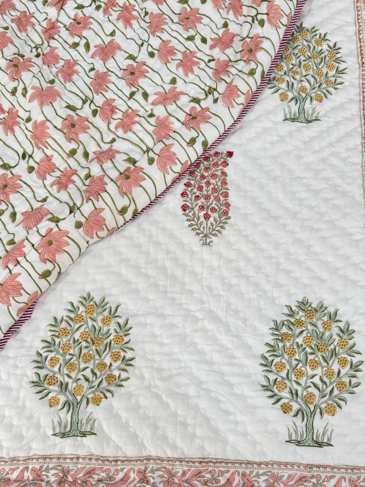 Blockprint Mulmul Reversible Quilt