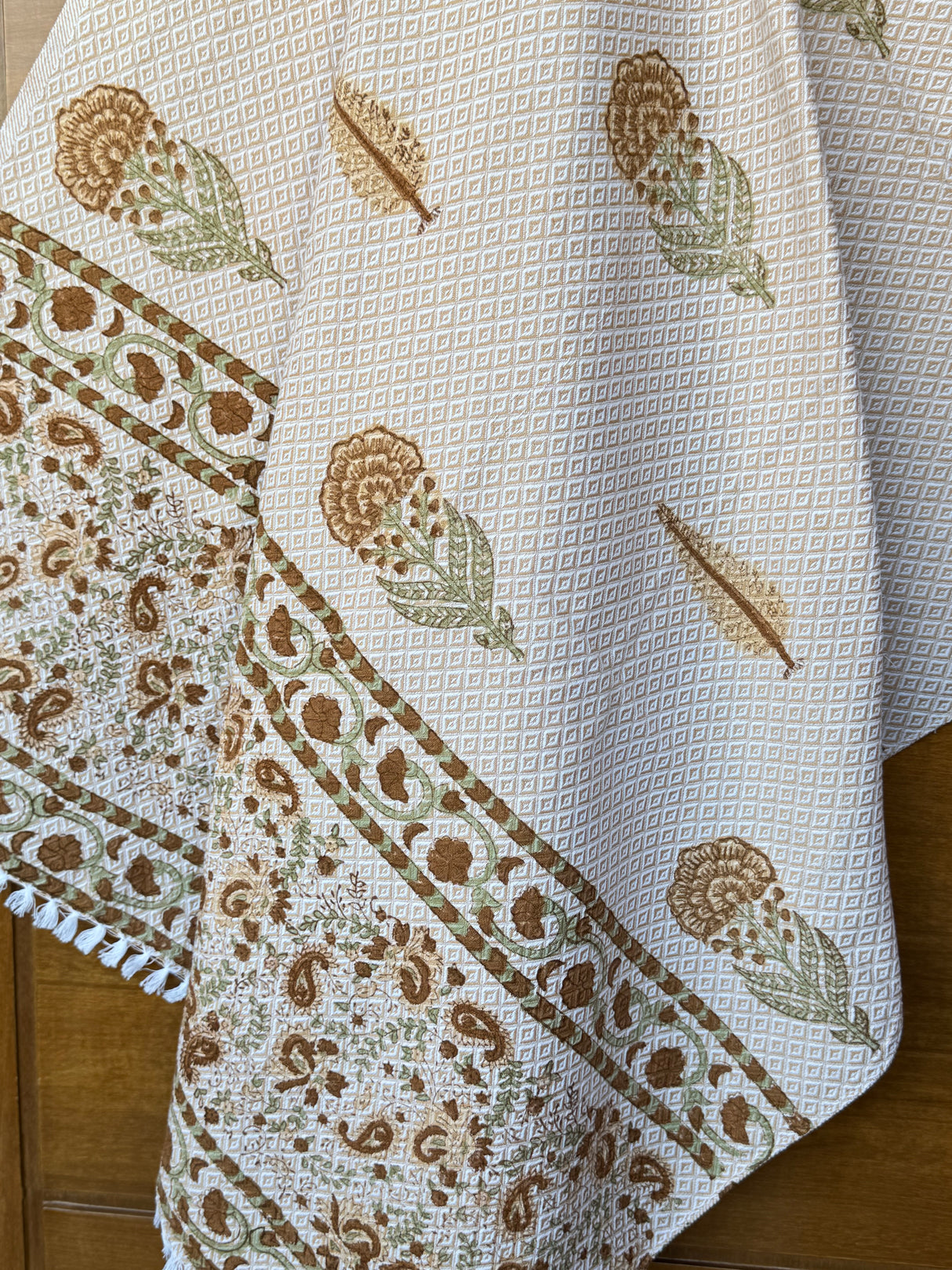 Brown Motifs Blockprint Soft Cotton Towel– Cotton Jacquard Weave