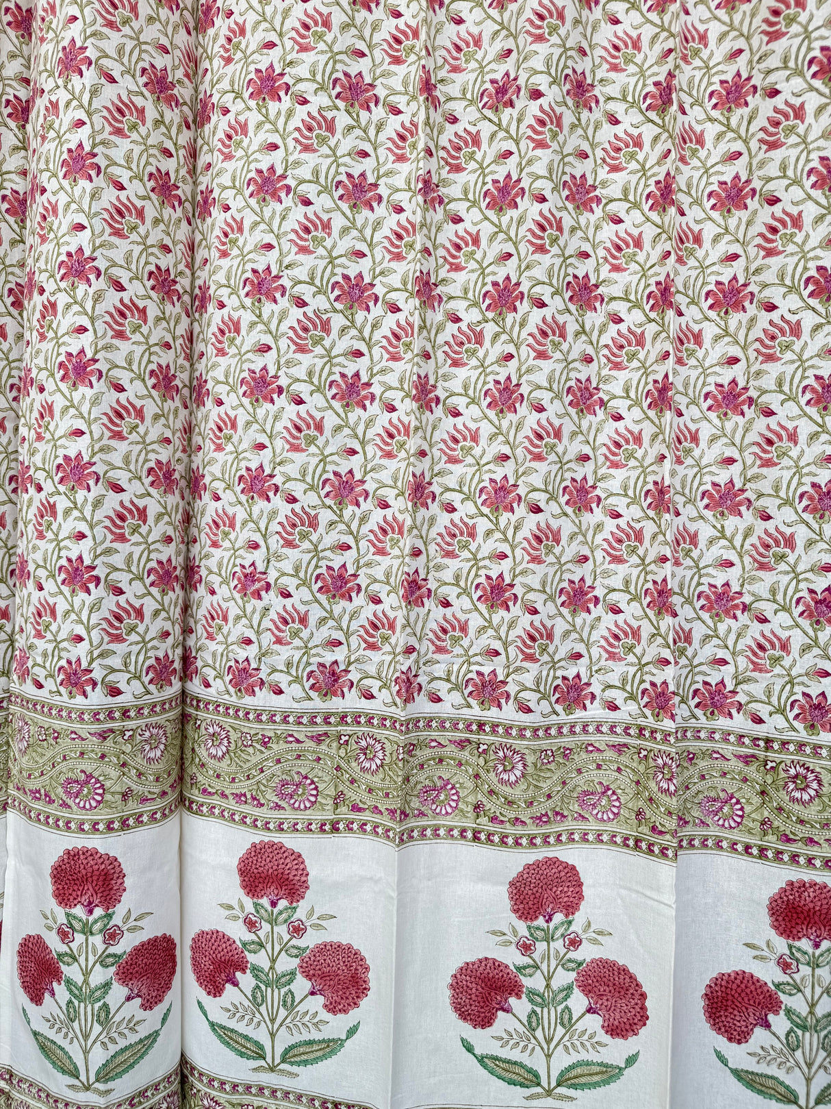 Pair of Elegant Blockprint Cotton Curtains (Set of 2)
