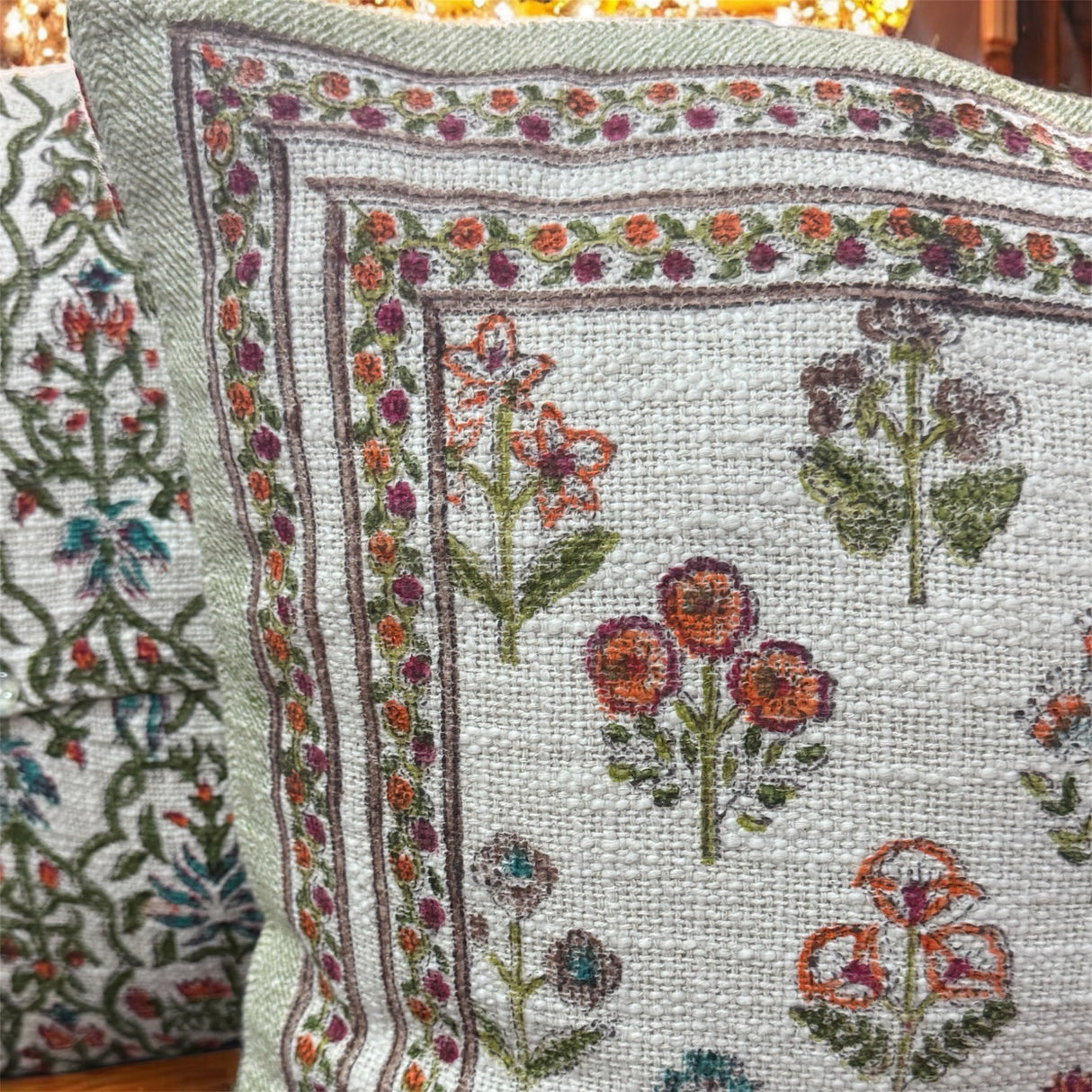 Pair of Handblock Printed Cushion Covers- 16*16 inches